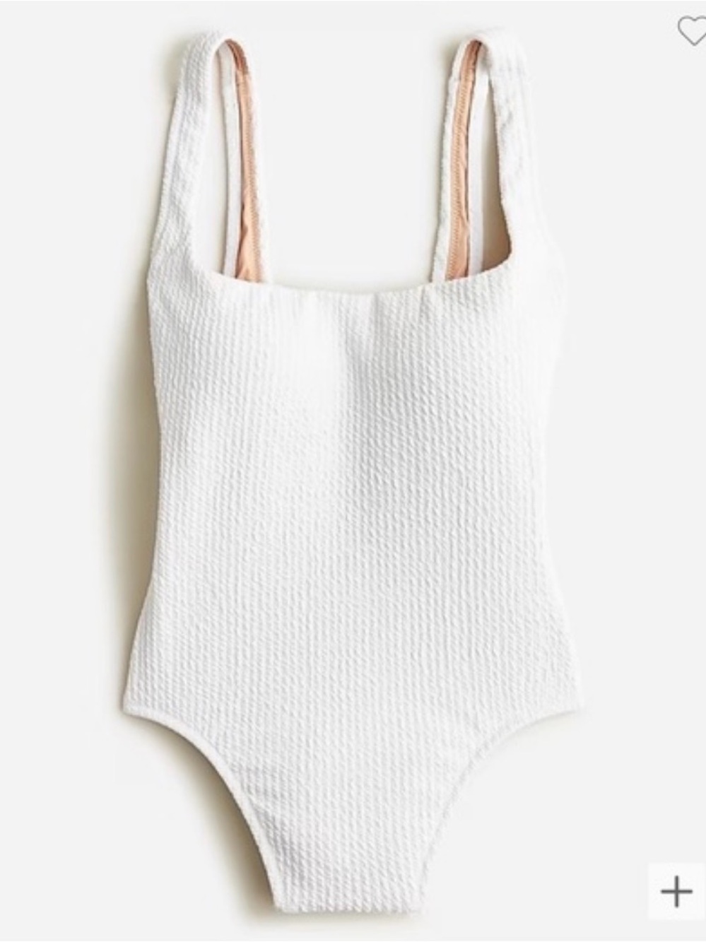 NWT J.Crew Square Neck Textured White Low Back One Piece High Cut Size 12